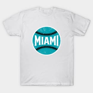 Miami Retro Baseball - White T-Shirt